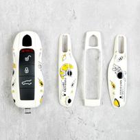 3 Pieces Set  Astronaut Painting Car Key Case Cover Suitable for Porsche Boxster Cayman Panamera Cayenne Macan 718/911 Taycan