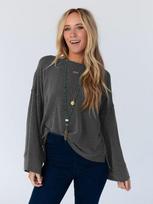 Amazon hot-selling cross-border autumn new solid color twist ribbed round neck casual long-sleeved T-shirt loose and versatile women S