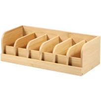 Natural Bamboo Wood Belt Organizer 6-grids Belt Display Rack Waist Belt Container  Necktie
