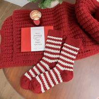 Unisex Vibrant Red Noodle Patterned Socks Thickened Warm Woolen Polka Dot Socks Comfortable Woolen Socks Autumn Winter One Size