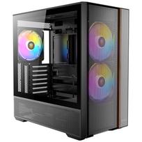 ANTEC FLUX REAR Mid Tower Case: A mid-tower PC case with a wooden front panel and a tempered glass side panel for enhanced cooling.