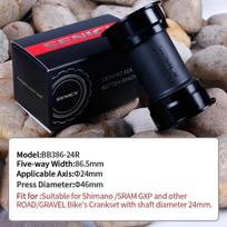 SENICX Ceramic BB386 Press in Road Bicycle Bottom Bracket Fit for Shimano Gravel Bike Central Bearing 24mm Shaft Diameter Crank BB386-24R-Ceramic