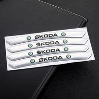4Pcs Car Aluminium Wheel Rim Sticker Strip Accessories For Skoda Kodiaq Octavia Enyaq Kamiq Scala Rapid Superb Karoq Vision RS A sidabras