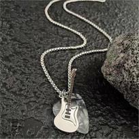 Punk rock pick-up guitar necklace niche design with unique style,suitable for individualized dance party and hip-hop accessories 55cm