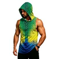 Men’s Hooded Muscle Fit Gym Vest Breathable Sleeveless Bodybuilding Tank Top Quick Dry Athletic Hoodie for Workout Training XXXL