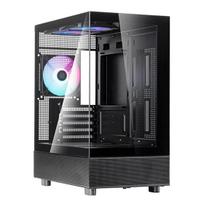 Silverstone SST-LD04-B-ARGB PC Case, m-ATX, Panoramic Tempered Glass, Black, Authorized Distributor in Japan