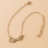 Rhinestone Crystal 'Queen' Crown Bracelet for Women auksas