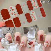 INS Trendy 14Strips Gel Nail Stickers Semi Cured Floristic Nail Patch Full Cover Nail Art Stickers DIY Nail Art Making