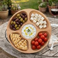 Wood Compartment Fruit Plate Multi Grid Separated Tea Snack Tray Nut Serving Platter  Home 25cm