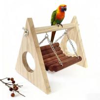 Triangular Hamster Swing Natural Wood Hamster Chew Toy New Exercise Playground  Pet Cage Decor A