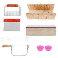 9pcs Straight Cutting Soap Mold Set Wood Handle Silicone Soap Mold Wooden Loaf Mold  Bar Cutting 9pcs