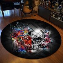 Scary Skull Pattern Area Carpet Non-slip Round Animal Pattern Floor Mats Bedroom Carpets Living Room Carpets 60cm x 60cm