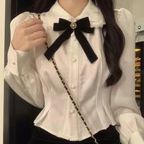 Marškiniai Moteriški Slim Temper Preppy Peter Pan Apykaklė Nėriniai Dizainerio Elegantiški Saldūs Lolita Stiliaus Kawaii Drabužiai Korėjietiška Mada S