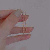 Minimalist Fairy Tassel Hanging Earrings Women's New Fashionable Elegant High-Grade Earrings Sterling Silver Plated 14K Earrings 925