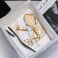 Fashion Shoes for Women Modern Sandals 2024 Summer New Beautiful Rivet Band Leather Casual High Heels Shoes Sweet Pumps 35-43 35 smėlis