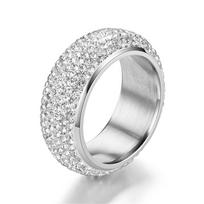Hip Hop Iced Out Bling Arc Circle Ring Gold Silver Color Stainless Steel Cubic Zirconia Wedding Rings For Women Men Jewelry Gift 11&as picture