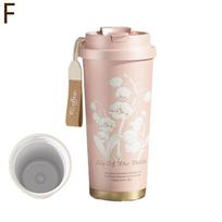 Lily of the valley ceramic liner coffee cup For girls high-value cup cup steel drinki X2M2 Pink-ceramics
