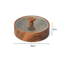 Japanese-style Begonia flower glass walnut fruit plate Home creative fruit plate Snack fruit plate Table top decoration box gray