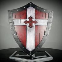 71.12 cm Templar Shield Medieval Knight Red Cross Wooden Templar Shield Crusader Battle Damaged Heater Shield Best Gift