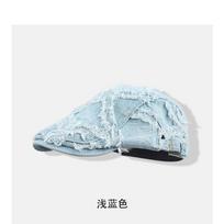 Denim star forward hat retro beret female face small reverse hat cowboy hat personality trend spring and autumn Adjustable