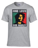 Unisex Tees 100% cotton Men's Women's Tops BOB MARLEY ONE LOVE Reggae Skirt Grey T-SHIRT -066-Grey- 2XL