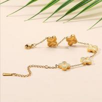 18K gold-plated lucky clover bracelet for women auksas