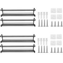 4 Pack Spice Rack Wall Mounted Stainless Steel Metal Hanging Racks For Seasoning Jar Kitchen Cupboard Home Organiser 29x6x6.5cm&4-tier