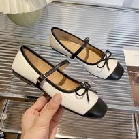 Mary Jane shoes French ballet shoes slim new square head bow word belt grandma shoes sweet single shoes 35