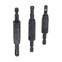 3Pcs Woodworking Hinge Drill Bit Set HSS 1 4in Hex Shank Positioning Drilling Drill Bit Set 1 8in 7 64in 3 32in