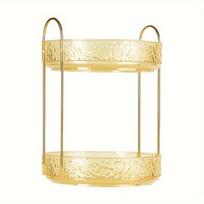 360° Rotating Makeup Organizer, Large Capacity Cosmetic Storage Box with Golden Bracket & Clear Tray.Save Space on Your Dresser! 1 oranžinė