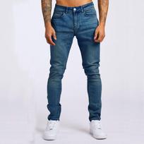 Men's Black Slim Fit Mid-Waist Tapered Denim Pants 2XL