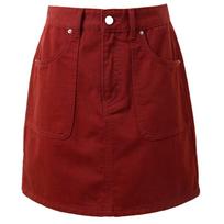 Sancai Plus Size 100% Cotton A-Line Denim Mini Skirt XXXL raudona
