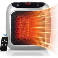Portable Heater, 800W Ceramic Plug in Heater, Space Electric Fan Heater with Remote Control, 12H Timer, LED Display, 2 Heat Setting EU