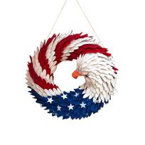 Patriotic American Flag Eagle Wreath Handmade Red, White, and Blue Decor for Home or Office, 18-Inch Diameter One Size