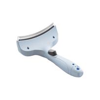 V-tooth Design Pet Hair Removal Comb Curved Design One-Click Self Cleaning Dog Undercoat Remover Comfortable Grip mėlyna
