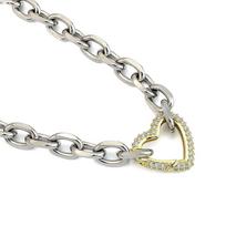 Zircon Heart Necklace Link Chain Open Clasp Sporty Gift Hip Hop Buckle Necklace auksas