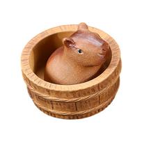 Clay Capybara Mini Tea Pet Figurine Adorable Kung Fu Tea Pet Model for Bedroom Tea Room Fairy Garden Home Yoga Room Shelf