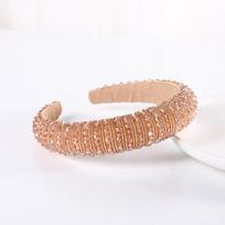 Luxury Shiny Crystal Beaded Headband Rhinestone Handmade Wide Headbands Baroque Gem Hair Hoop Princess Headdress