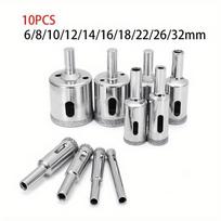 10 Pcs 6-32mm Diamond Drill Bit Set Use for Glass Tile Marble Granite Core Hole Saw Drill Bits Electric Drilling Tool