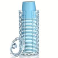1 Pcs Bathroom Cup Dispenser, Countertop Mouthwash Cup Holder for 3 oz Disposable Paper Cups, Clear Acrylic Diamond Grain Small