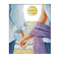 Cross Stitch Kits Stamped Full Range of Embroidery Starter Kit for DIY Stamped Crossstitch Supplies - Blue Love 14CT