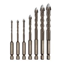 3 -12mm Cross Tile Drill Bits Set Anti Slip Hex Shank Four-Edged Carbide Drilling Bits High Hardness Precision Drilling