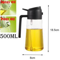 2in1 500 ml stiklinis purškiamas aliejaus purkštuvas buteliukas purškiamas aliejaus dozatorius Alyvos stiklainis Cruet BBQ virtuvė Kepimas skrudinimas pikniko virtuvės įrankis
