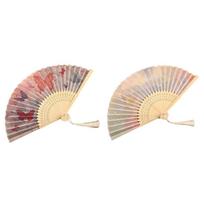2PCS/SET Portable Ancient Folding Fan Vintage Chinese-style Handheld Fan Artistic Handmade Classic Fan Photography Prop