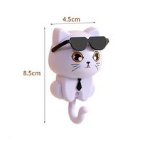 Creative Plastic Cartoon Cat Hooks Decorative Waterproof Sunglasses Cat Hooks Wall Hanging Sticky Hooks Bathroom