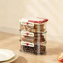 Stackable Spice Storage Box Moisture Proof Snap-on Lid Sealed Storage Container Large Capacity Plastic Timed Seasoning Jar
