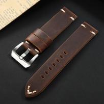 Vintage Crazy Horse Genuine Leather Strap Soft Stitching Cowhide Watch Band Men's Business Wristband 18/20/22/24mm for Panerai 18mm