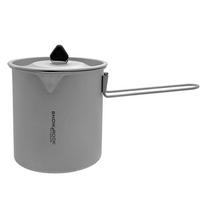 750ml Titanium Camping Cooking Pot Ultralight Camping Cup with Lid Outdoor Camp Pot with Folding Handle for Camping Cooking sidabras