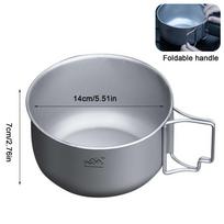 Ultralight Titanium Camping Pot Camping Frying Pan Pot Bowl Picnic Portable Cookware Outdoor Camping Traveling Cooking Supplies