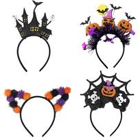 Diademas De Halloween: Diseños De Orejas De Gato, Calabaza Y Rosa Fantasma | Decoración De Baile De Máscaras Y Accesorios